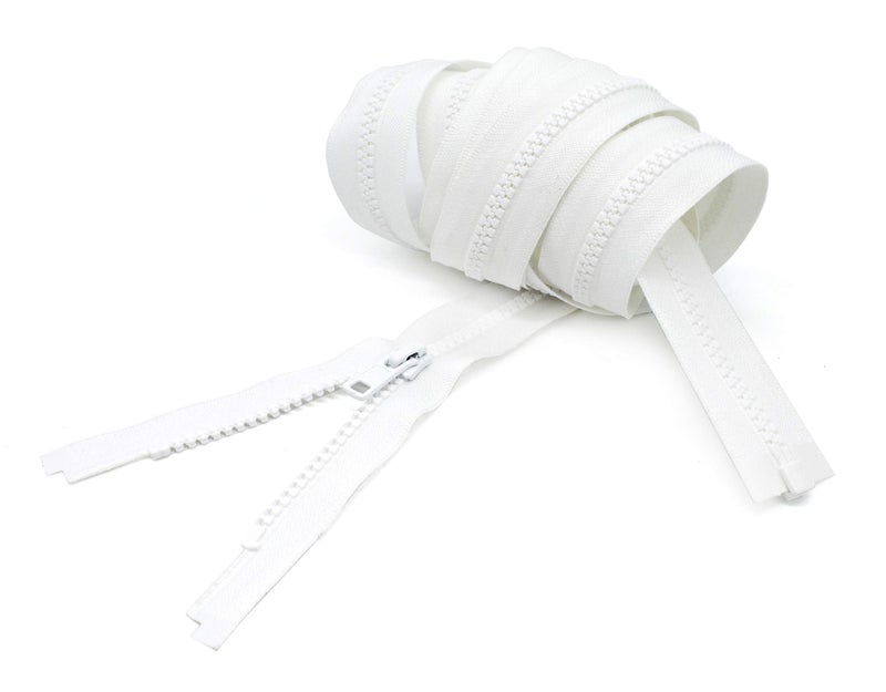 YKK 120" Long Arm Quilting Machine 5 Molded Plastic ~ Separating-White (1 Zipper) - Image 2